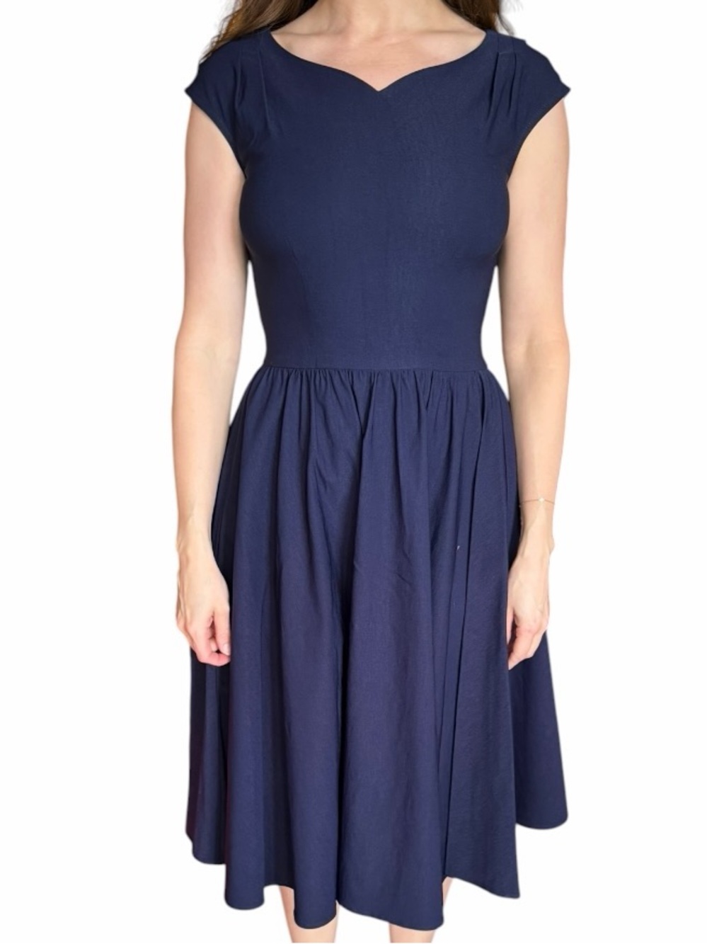 Stop Staring Navy Blue Fit-and-Flare Dress